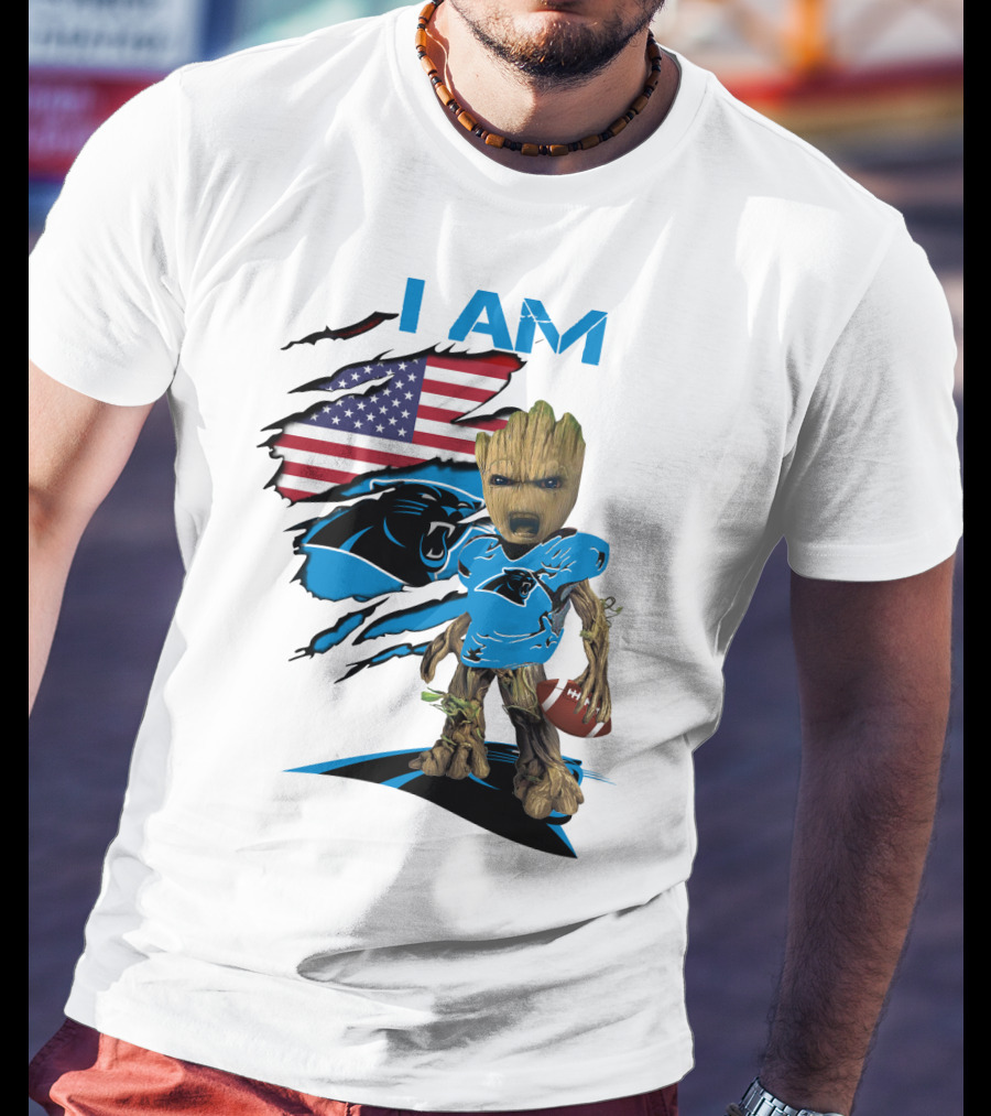 I AM Panthers Baby Groot Football Fan T-Shirt
