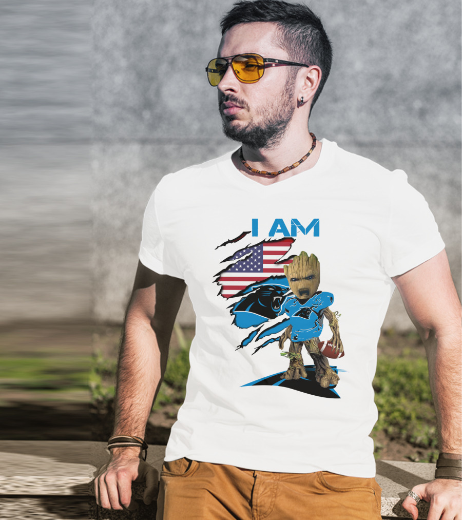 I AM Panthers Baby Groot Football Fan T-Shirt