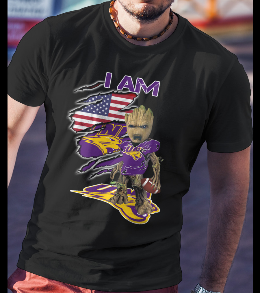 I Am Uni Baby Groot American Flag Football Panthers T-Shirt