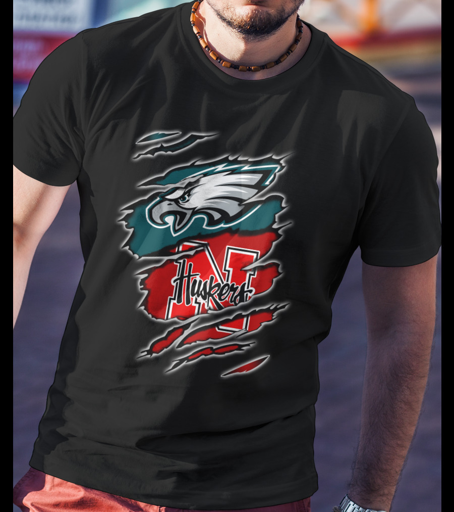 Eagles Huskers Philadelphia Nebraska Football Mashup T-Shirt