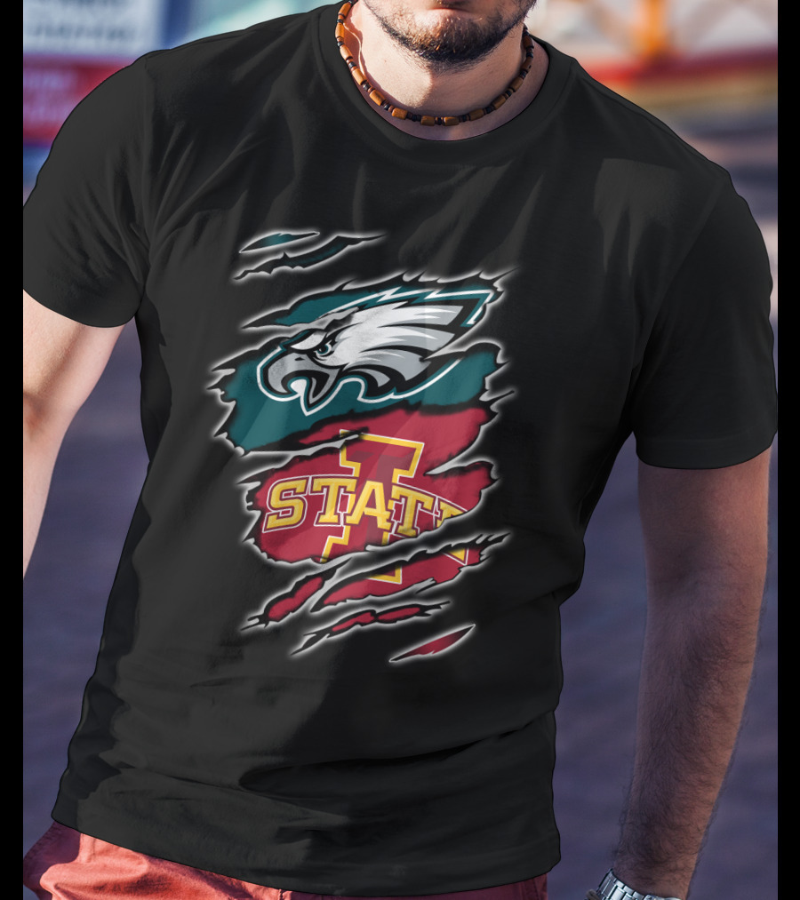 Philadelphia Eagles Iowa State Cyclones Claw Marks Logo Fusion T-Shirt