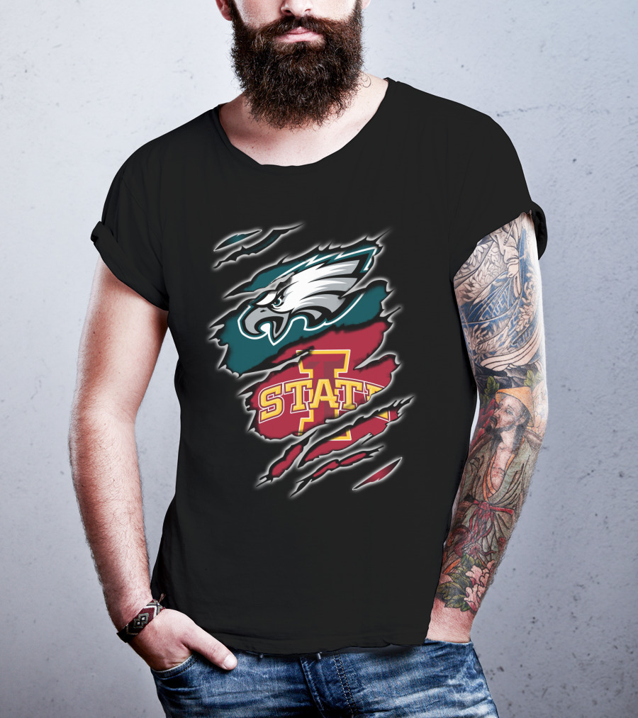 Philadelphia Eagles Iowa State Cyclones Claw Marks Logo Fusion T-Shirt