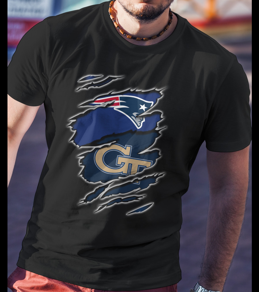 New England Patriots Georgia Tech Logo Collaboration T-Shirt