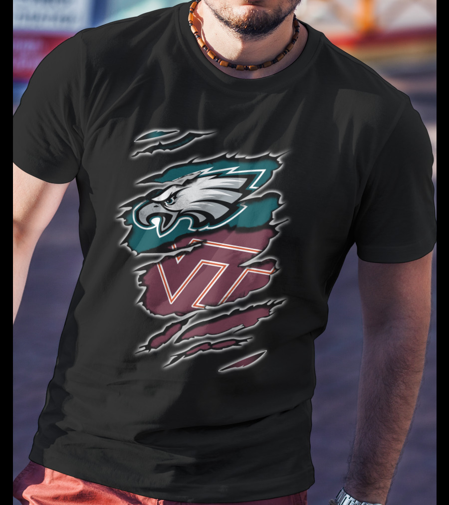 Philadelphia Eagles Virginia Tech Hokies Crossover T-Shirt