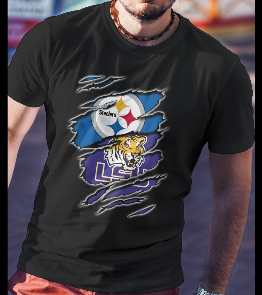 Steelers LSU Tigers Logo Fusion T-Shirt