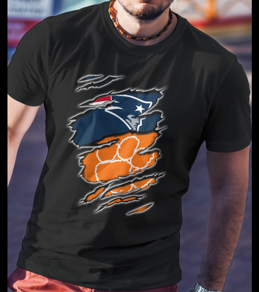 Patriots Clemson Tiger Paw Scratch New England Football Tiger Claw T-Shirt