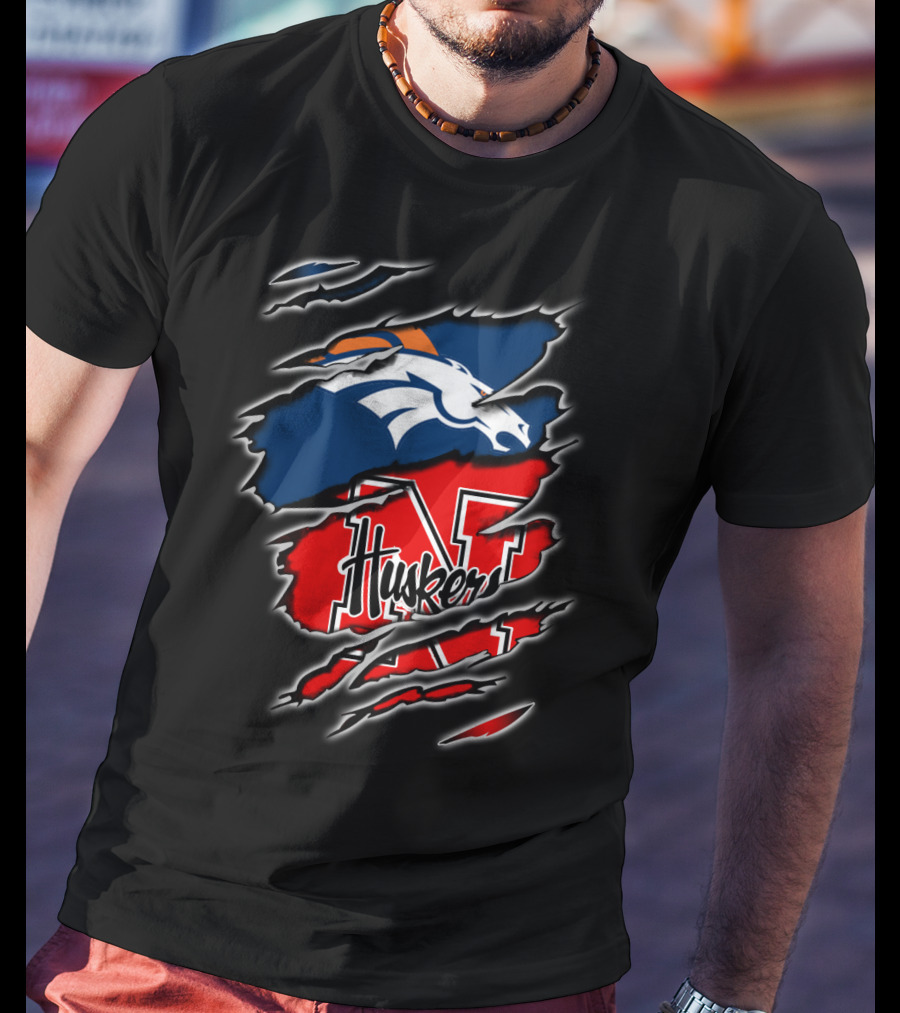 Broncos Huskers Logo Fusion T-Shirt