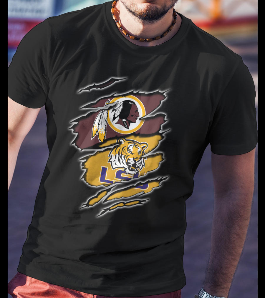 Lsu Tiger Claw With Redskins T-Shirt