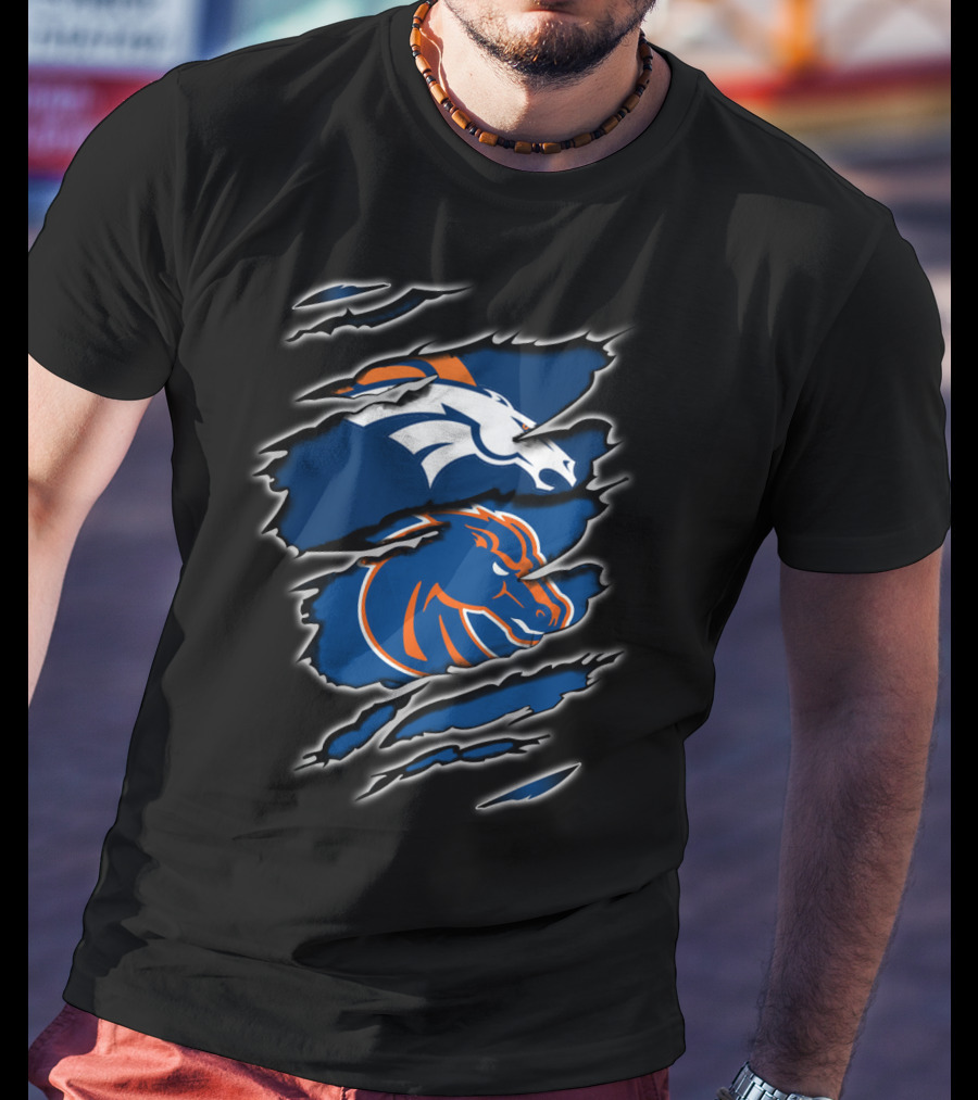 Broncos Boise Hybrid Emblem Rip T-Shirt