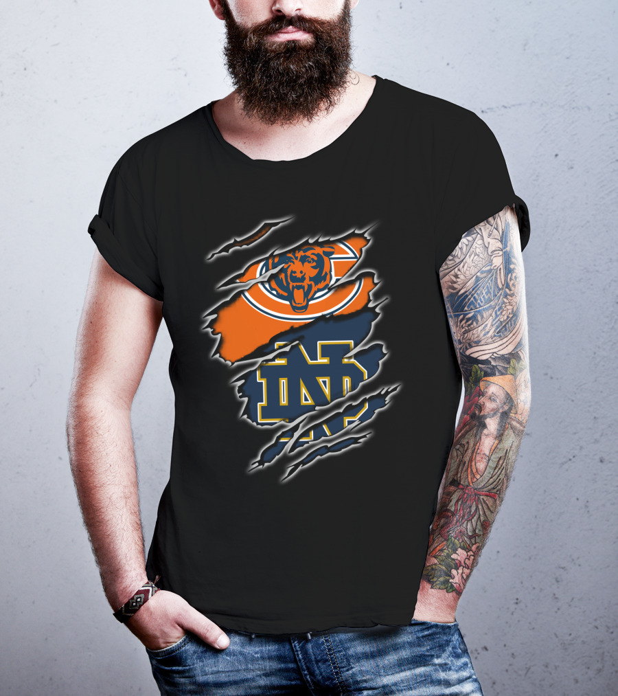 Chicago Bears Notre Dame Fighting Irish Claw Marks T-Shirt