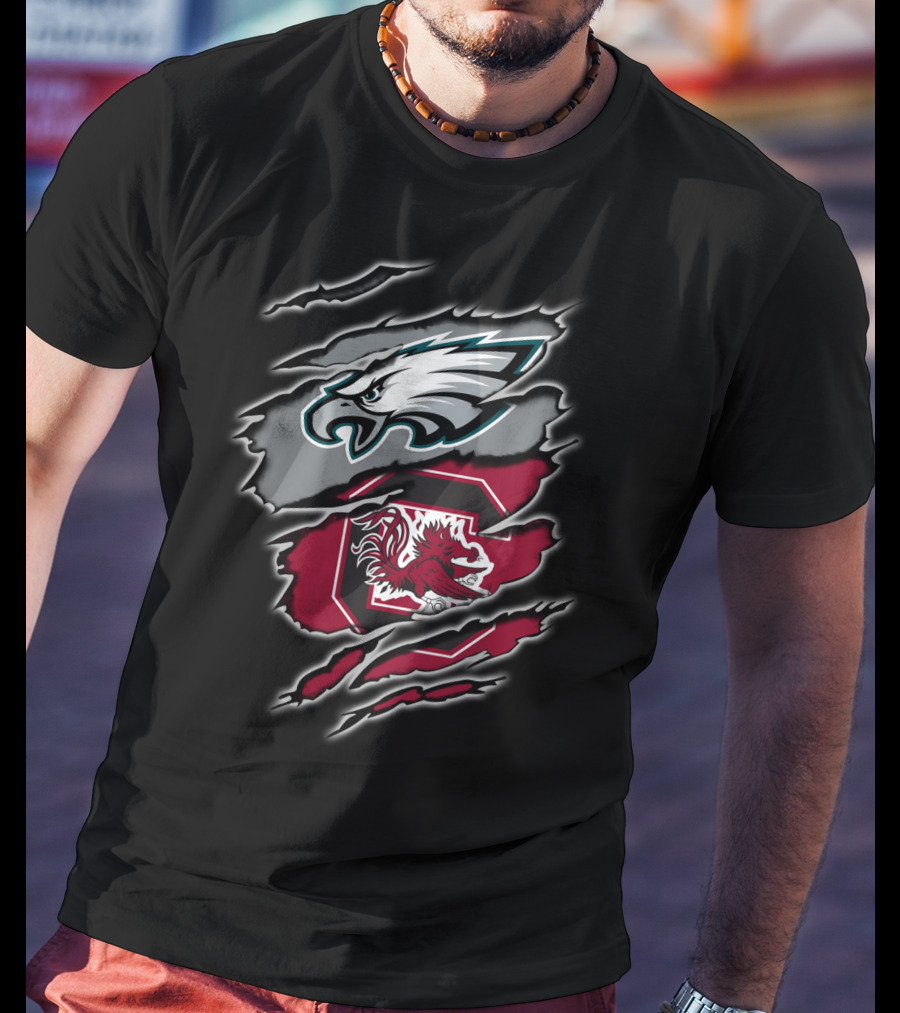 Philadelphia Eagles South Carolina Gamecocks Logo Blend T-Shirt
