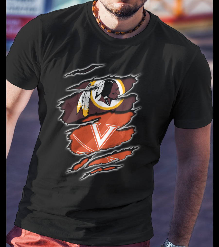Washington Redskins Virginia Cavaliers Logo Mashup T-Shirt