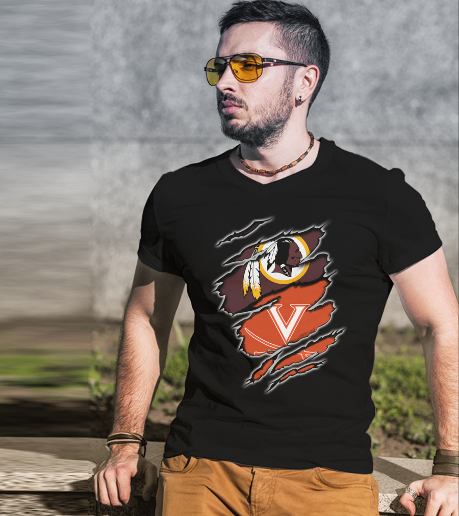 Washington Redskins Virginia Cavaliers Logo Mashup T-Shirt