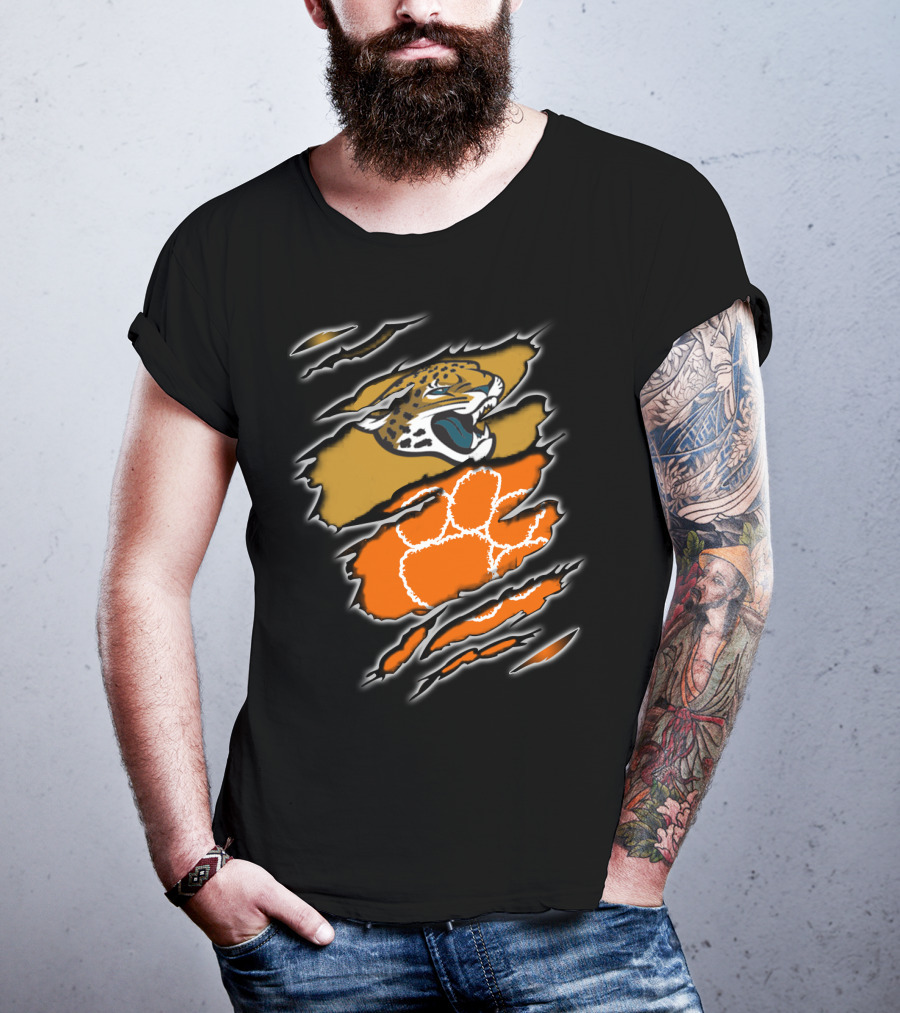 Jaguars Clemson Roaring Feline With Tiger Paw Claw Marks T-Shirt