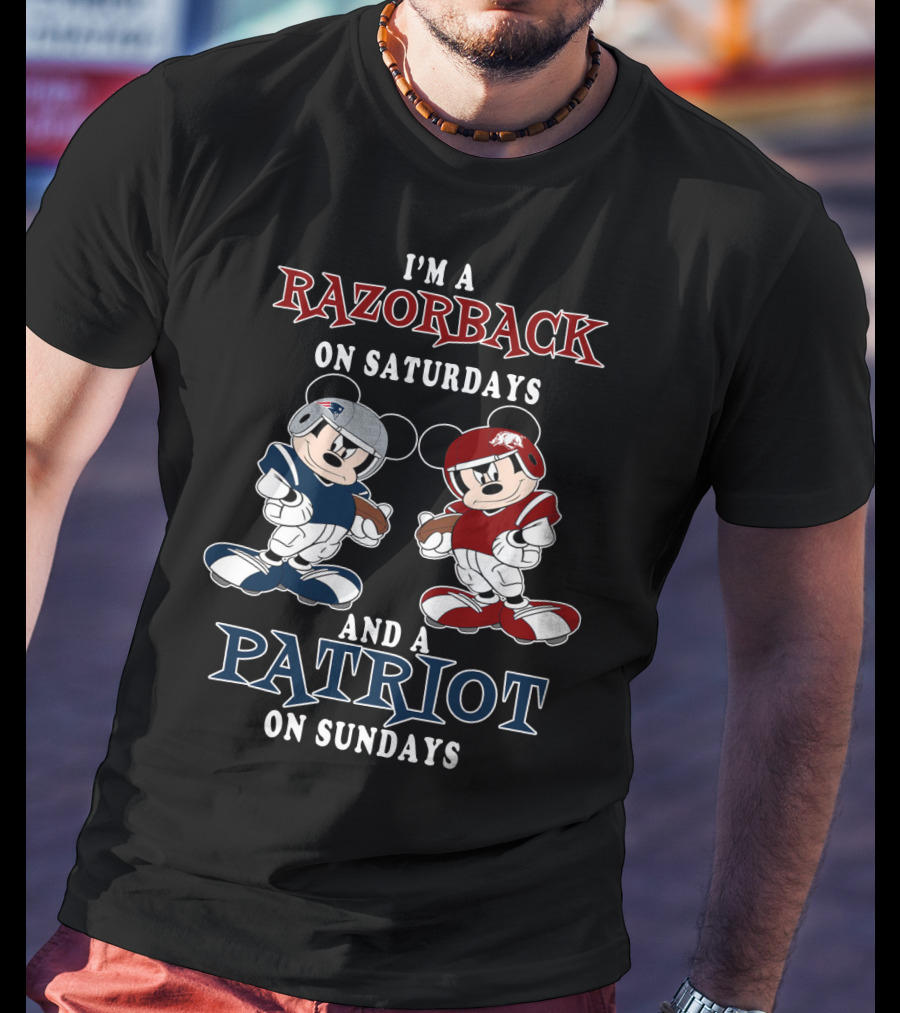I'm A Razorback On Saturdays And A Patriot On Sundays Mickey T-Shirt