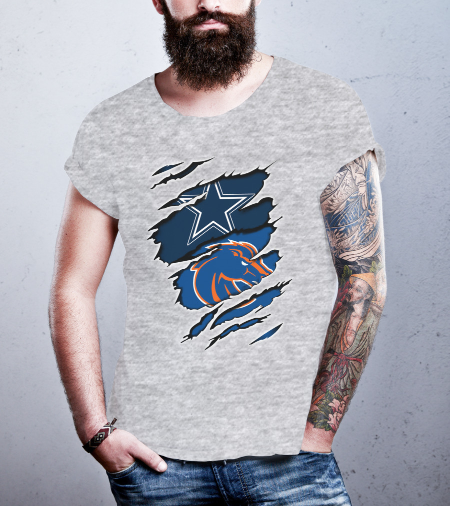 Dallas Cowboys Boise State Broncos Mashup T-Shirt