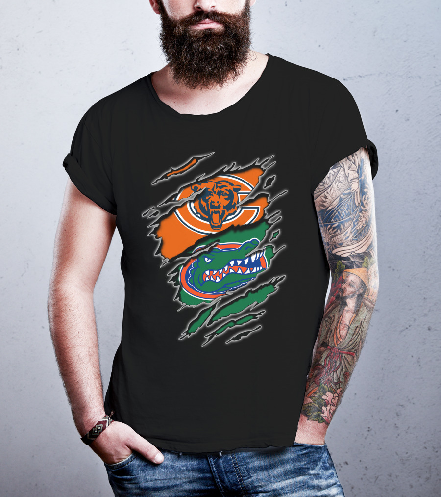 Chicago Bears Florida Gators Team Logos Torn T-Shirt