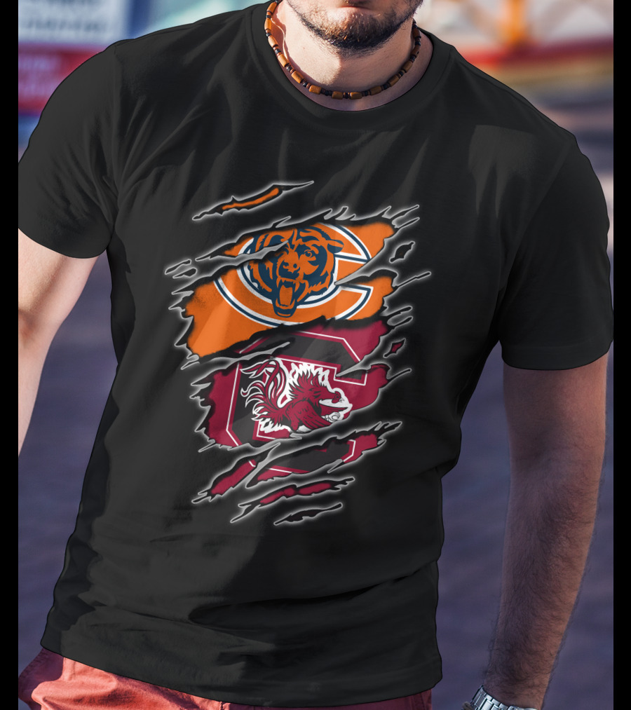 Chicago Bears South Carolina Gamecocks Logo Mashup T-Shirt