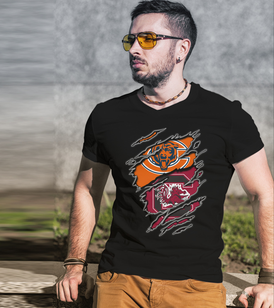 Chicago Bears South Carolina Gamecocks Logo Mashup T-Shirt