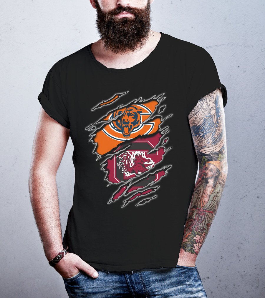 Chicago Bears South Carolina Gamecocks Logo Mashup T-Shirt