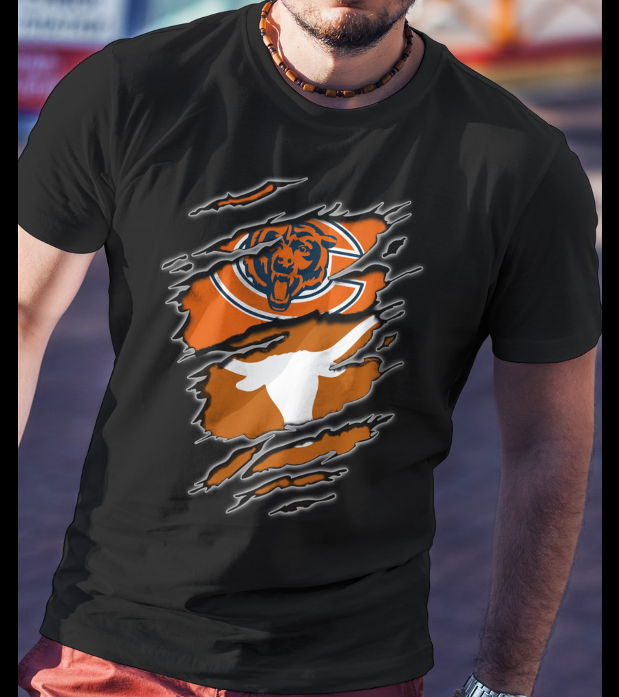 Bears Longhorns Chicago Texas Football Crossover T-Shirt
