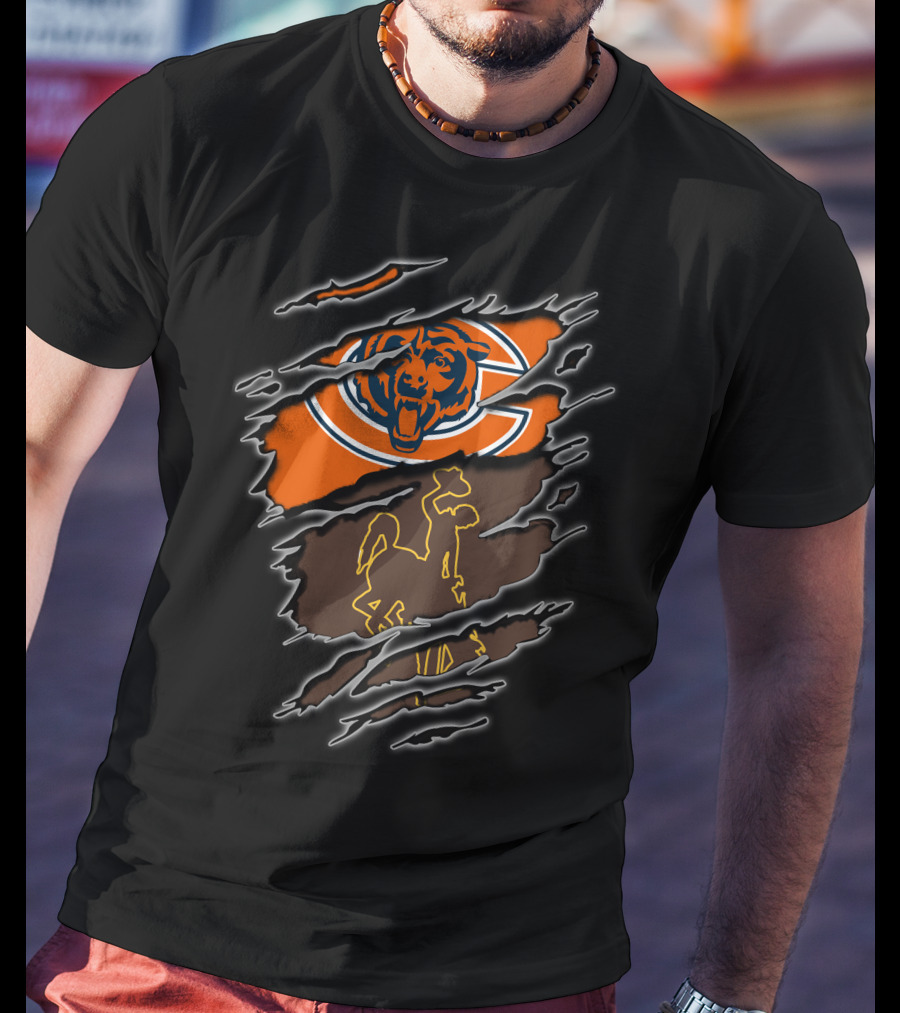 Bears Wyoming Cowboy Dual Symbol Rip T-Shirt