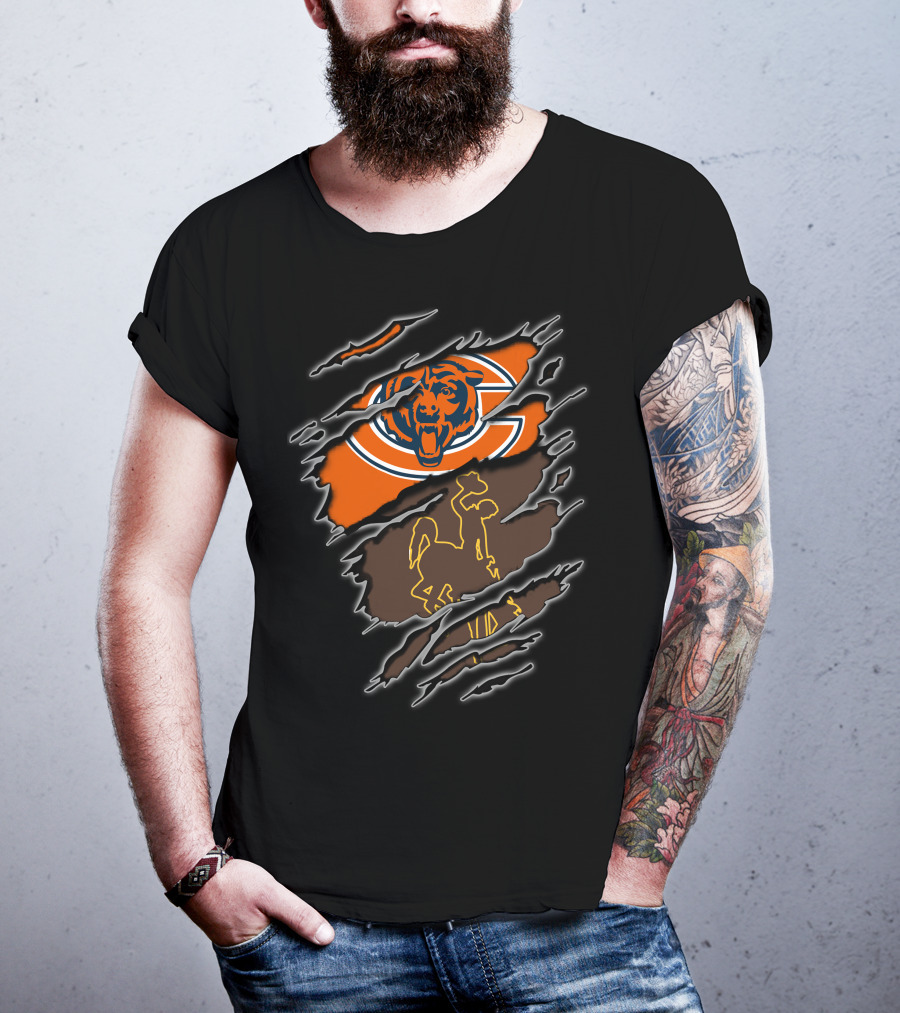 Bears Wyoming Cowboy Dual Symbol Rip T-Shirt