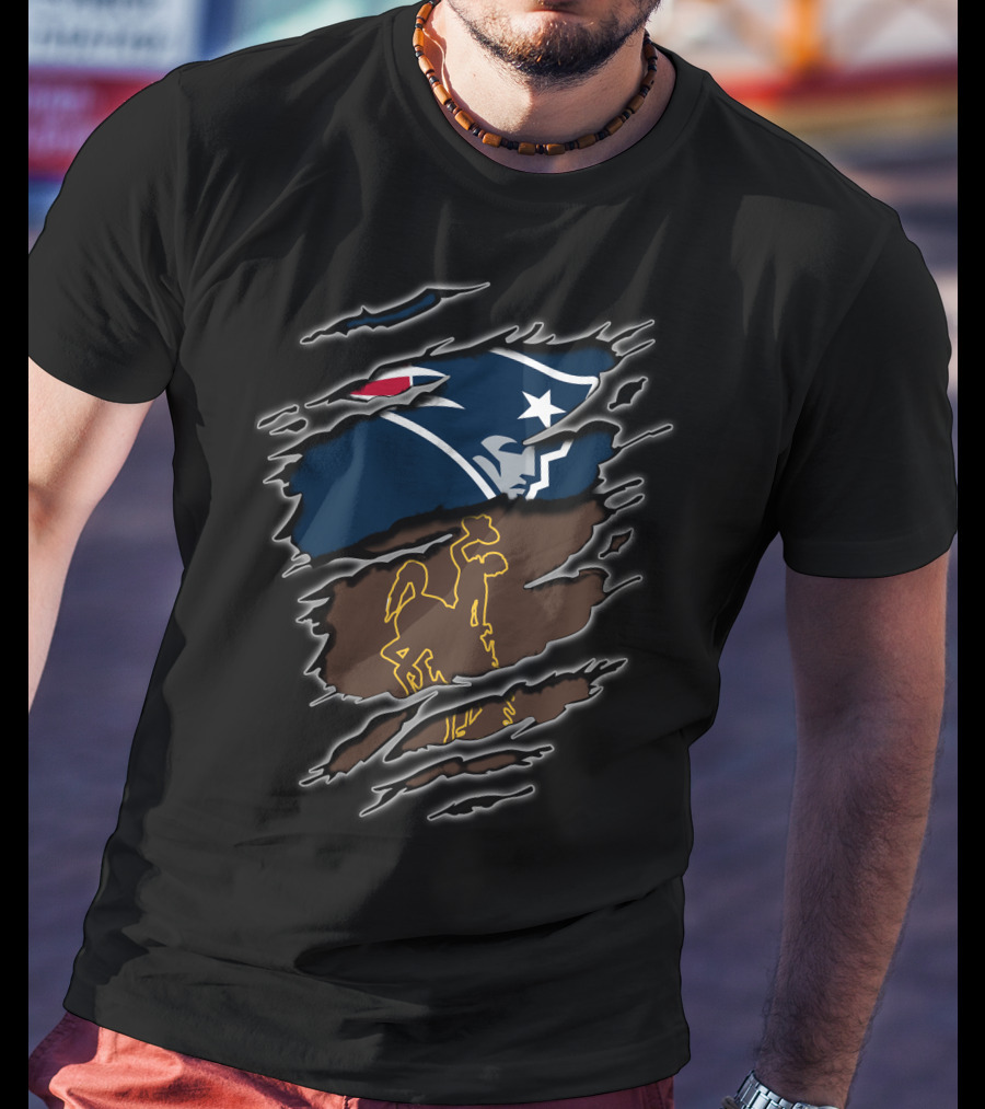 Patriots Wyoming Dual Logo Rip T-Shirt
