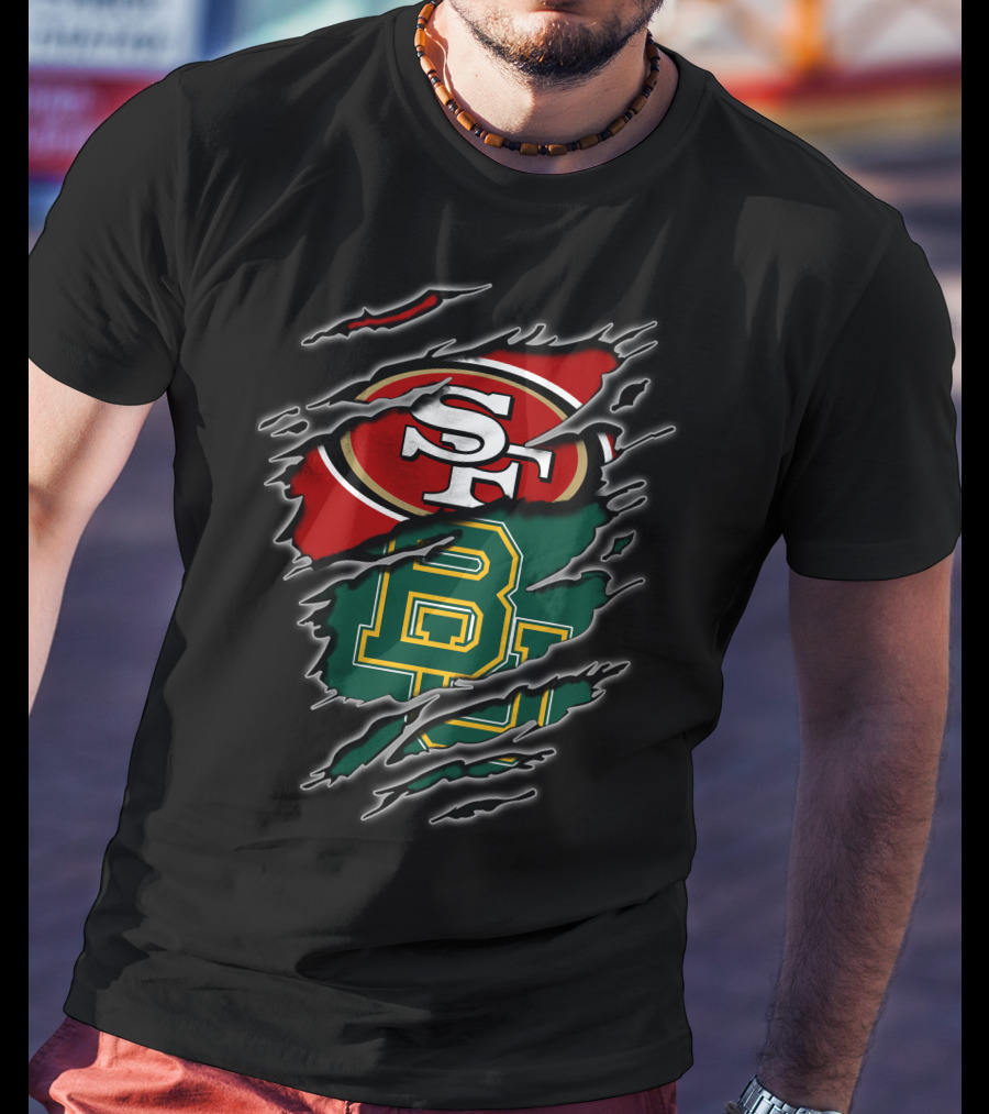 49ers Sf Logo And Baylor Bears Bu Logo In Claw T-Shirt
