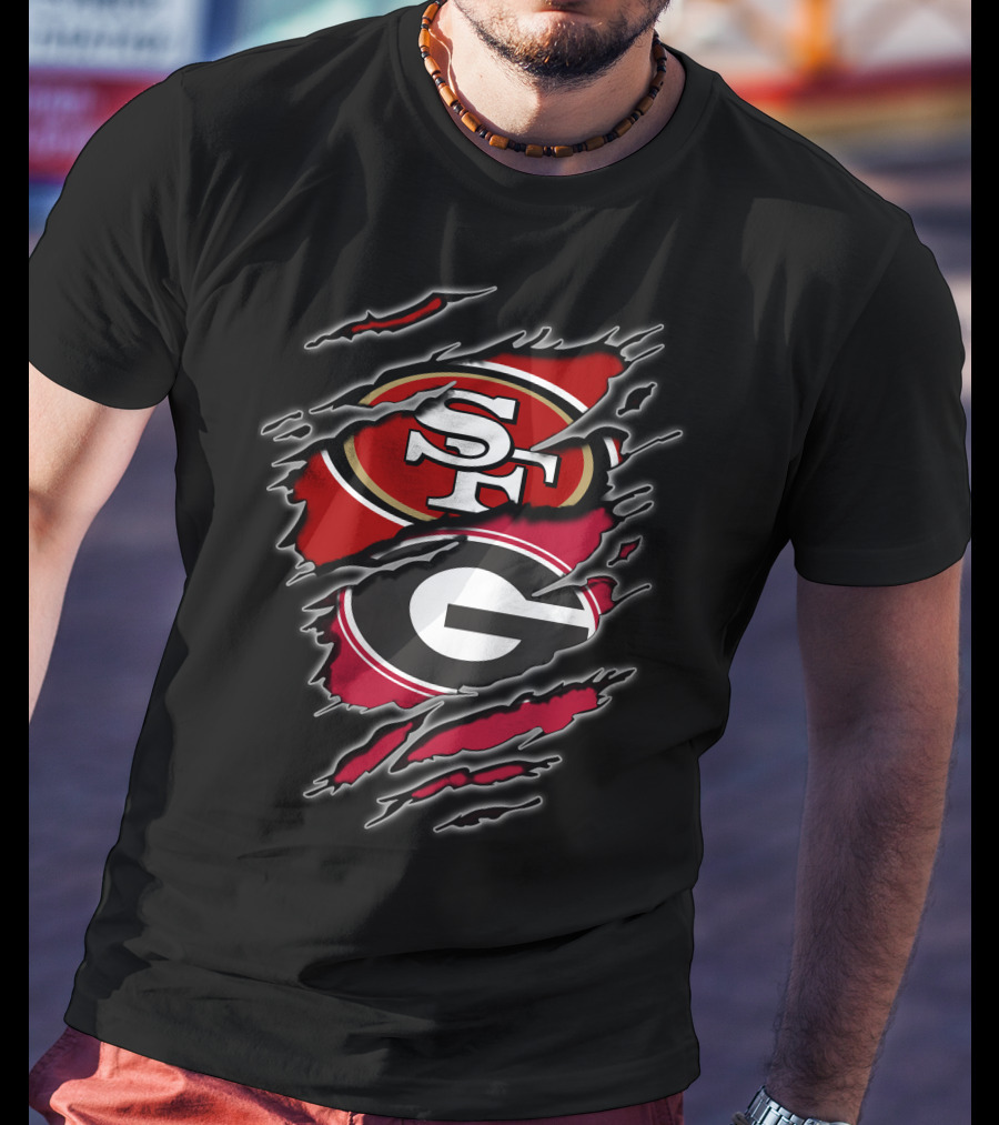 49ers Georgia Bulldogs Sf And G Logo Merge T-Shirt