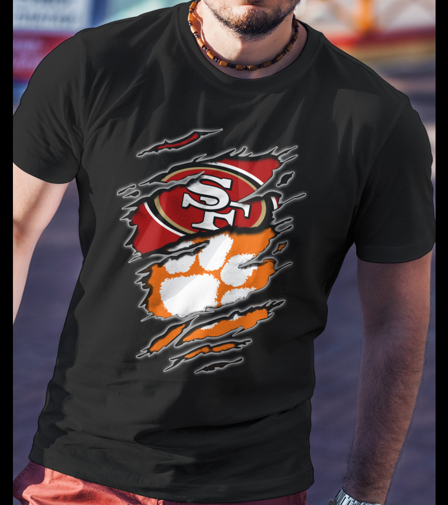 San Francisco 49ers Clemson Tigers Logo Mashup T-Shirt