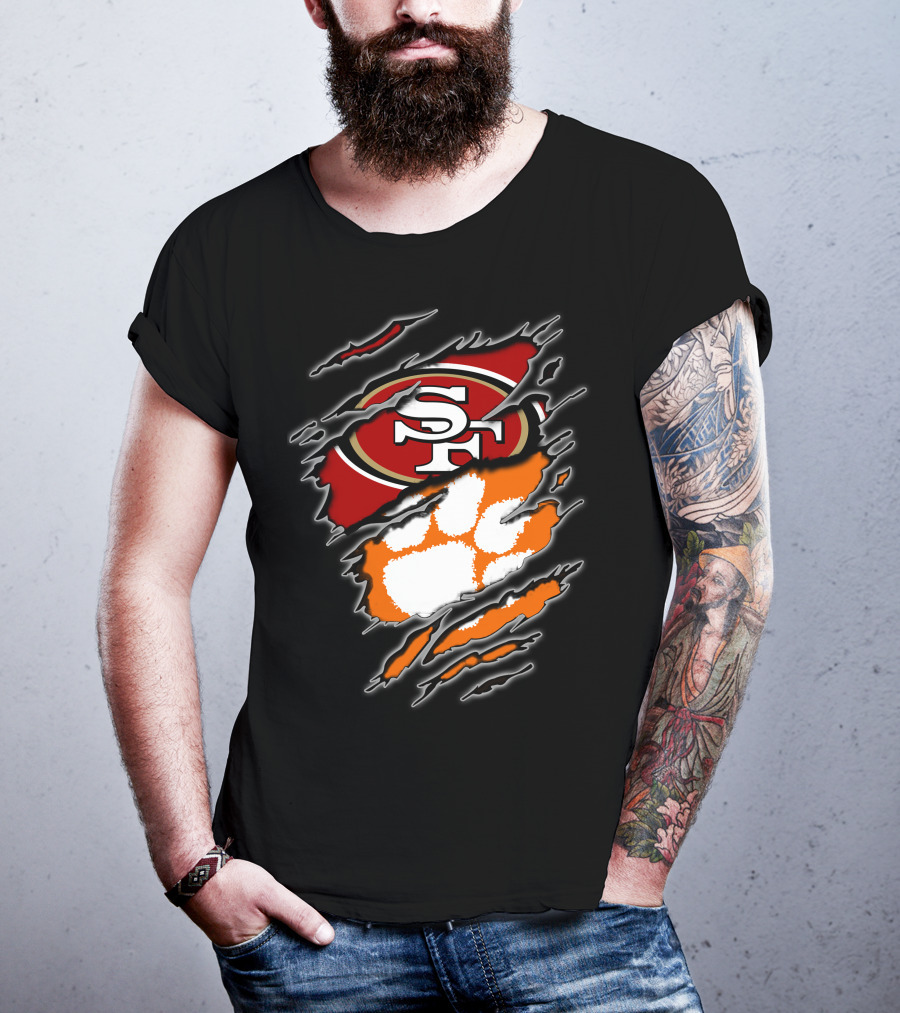 San Francisco 49ers Clemson Tigers Logo Mashup T-Shirt