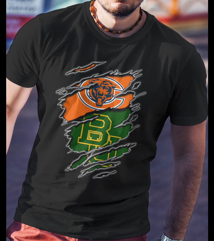 Chicago Bears Baylor University Bears Logo Combination T-Shirt