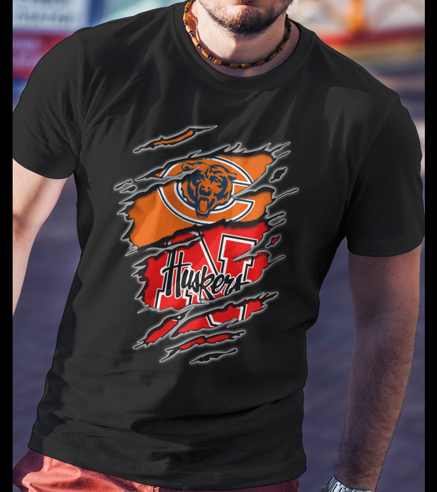 Chicago Bears Nebraska Cornhuskers Fan Mashup T-Shirt