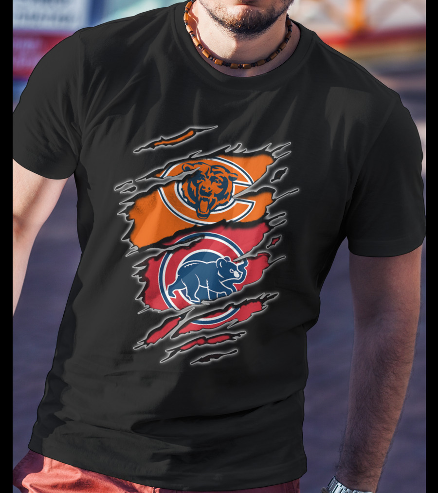 Chicago Bears Chicago Cubs Logo Mashup T-Shirt