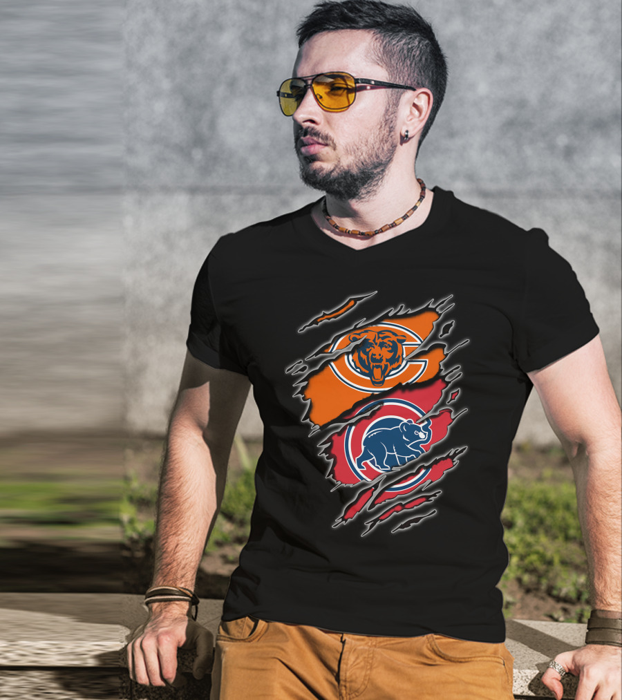 Chicago Bears Chicago Cubs Logo Mashup T-Shirt