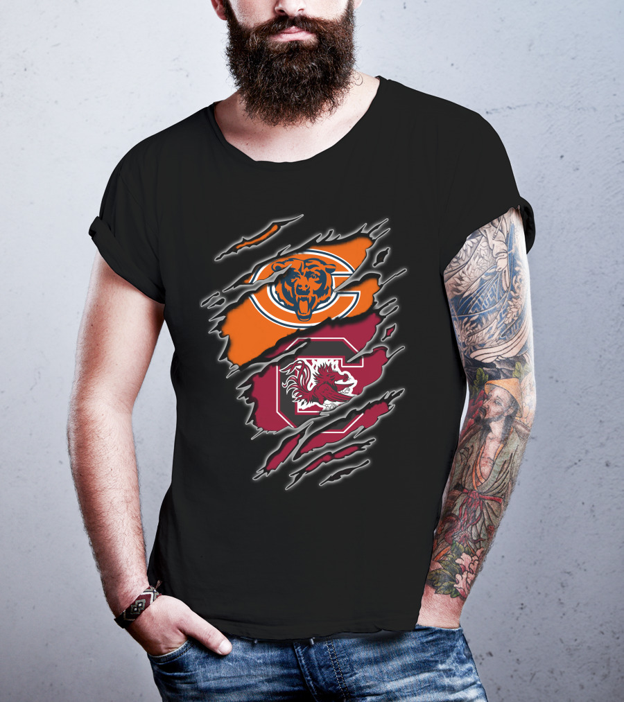 Chicago Bears South Carolina Gamecocks Fan Crossover T-Shirt