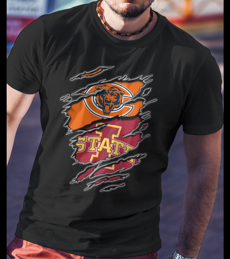 Chicago Bears Iowa State Cyclones Torn Graphics T-Shirt