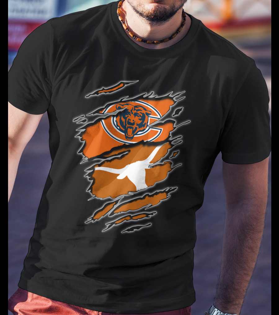 Bears Longhorns Logo Crossover Claw Tear T-Shirt