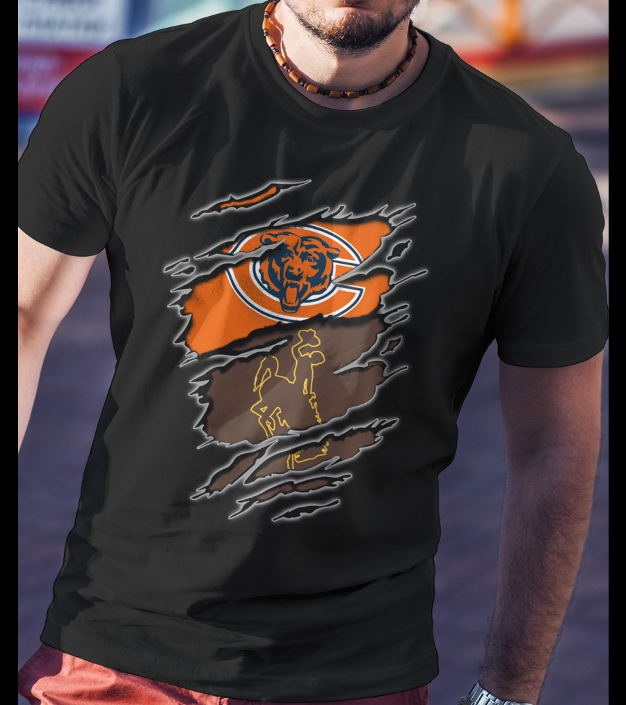 Chicago Bears Wyoming Cowboys Ripped Claw Marks T-Shirt