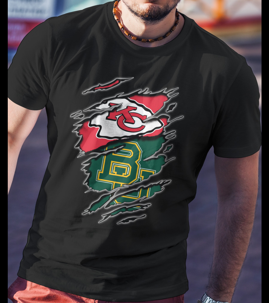 Kansas City Chiefs Baylor Bears Claw Marks Logo Fusion T-Shirt