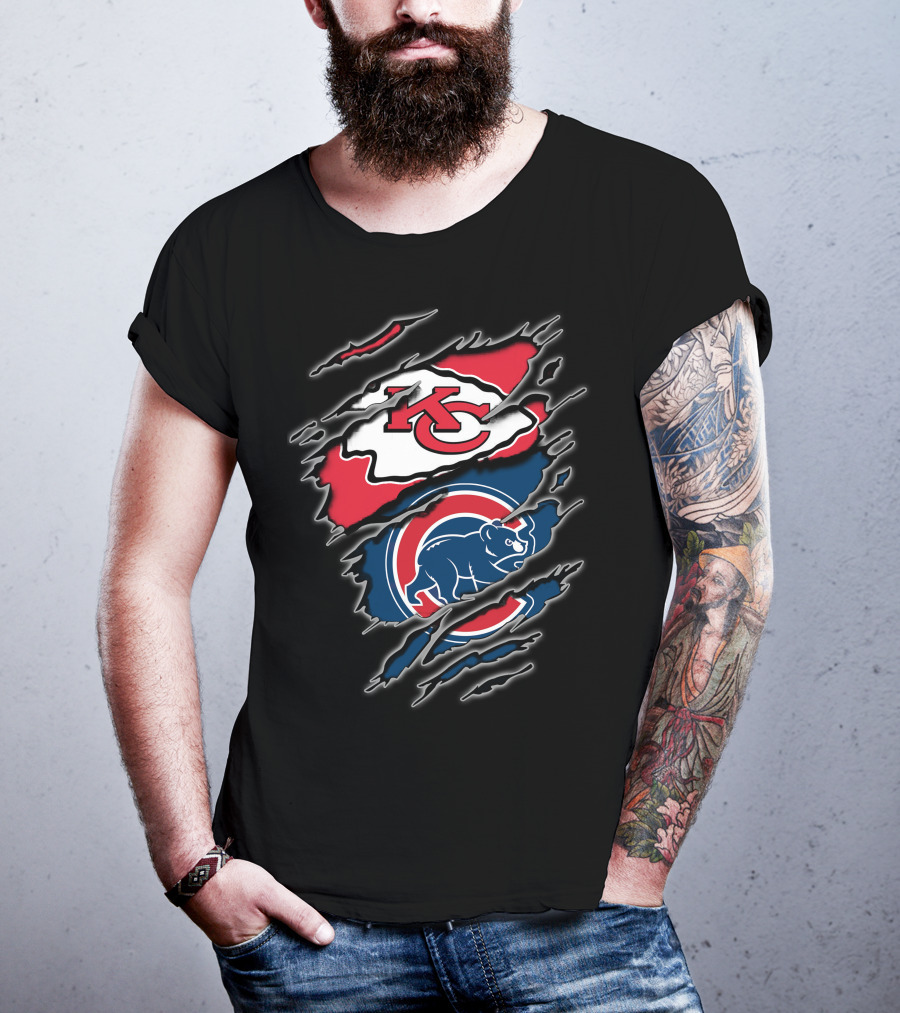 Kansas City Chiefs Chicago Cubs Claw Rip T-Shirt