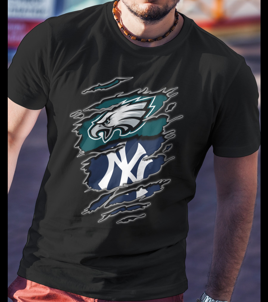 Eagles Yankees Logos Fusion T-Shirt