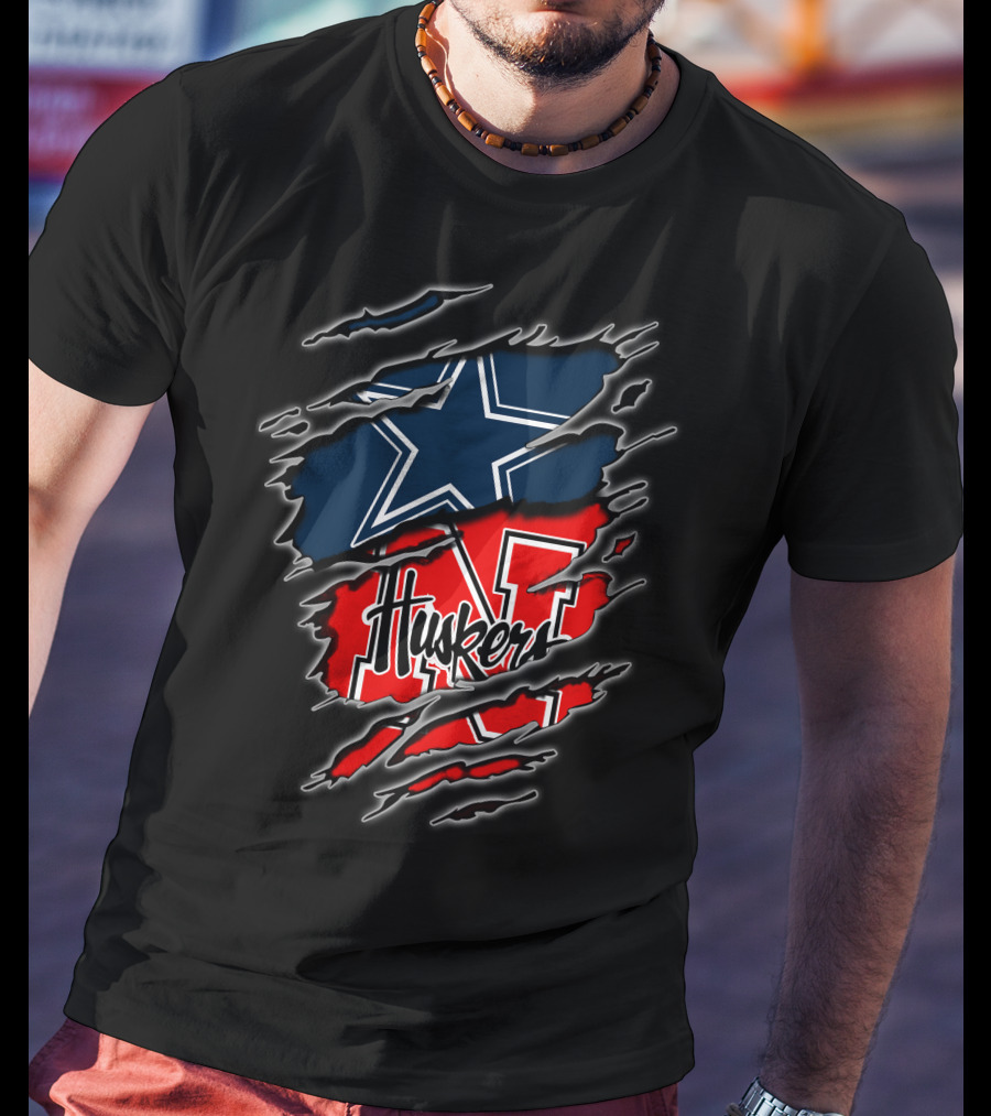 Dallas Cowboys Nebraska Cornhuskers Logo Mashup T-Shirt