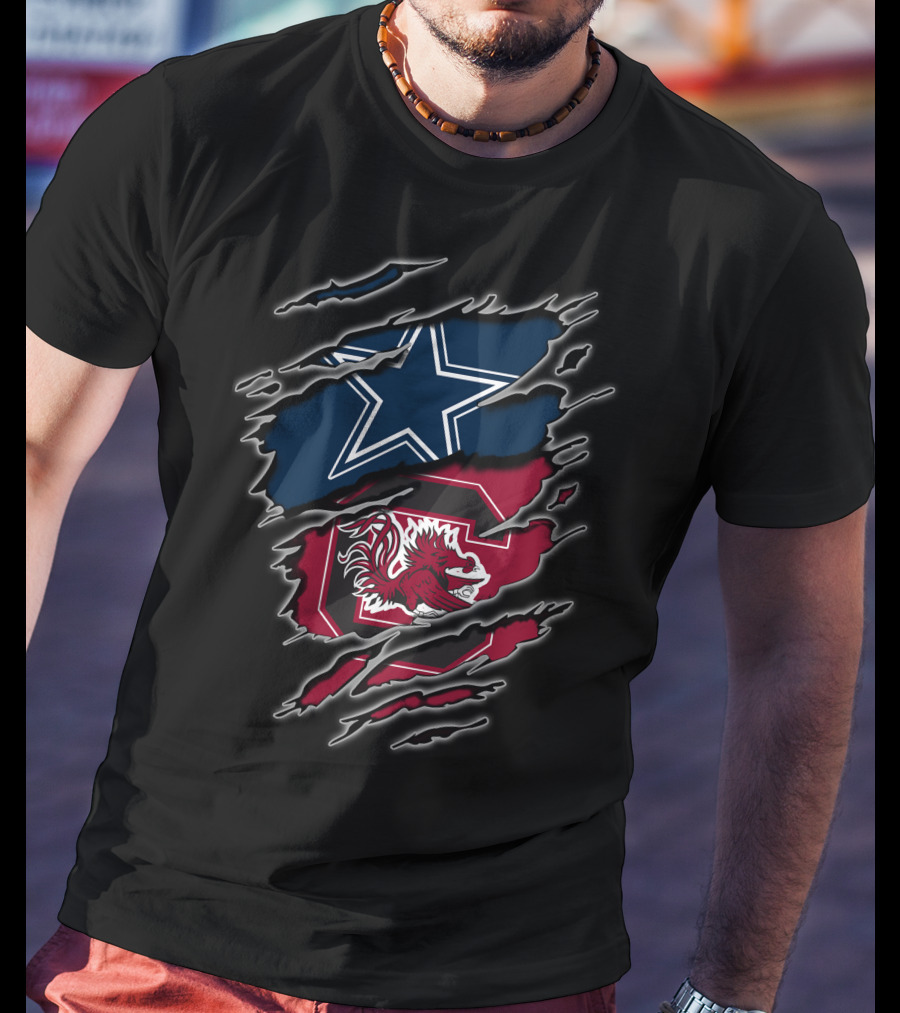 Dallas Cowboys South Carolina Gamecocks Torn Flag T-Shirt
