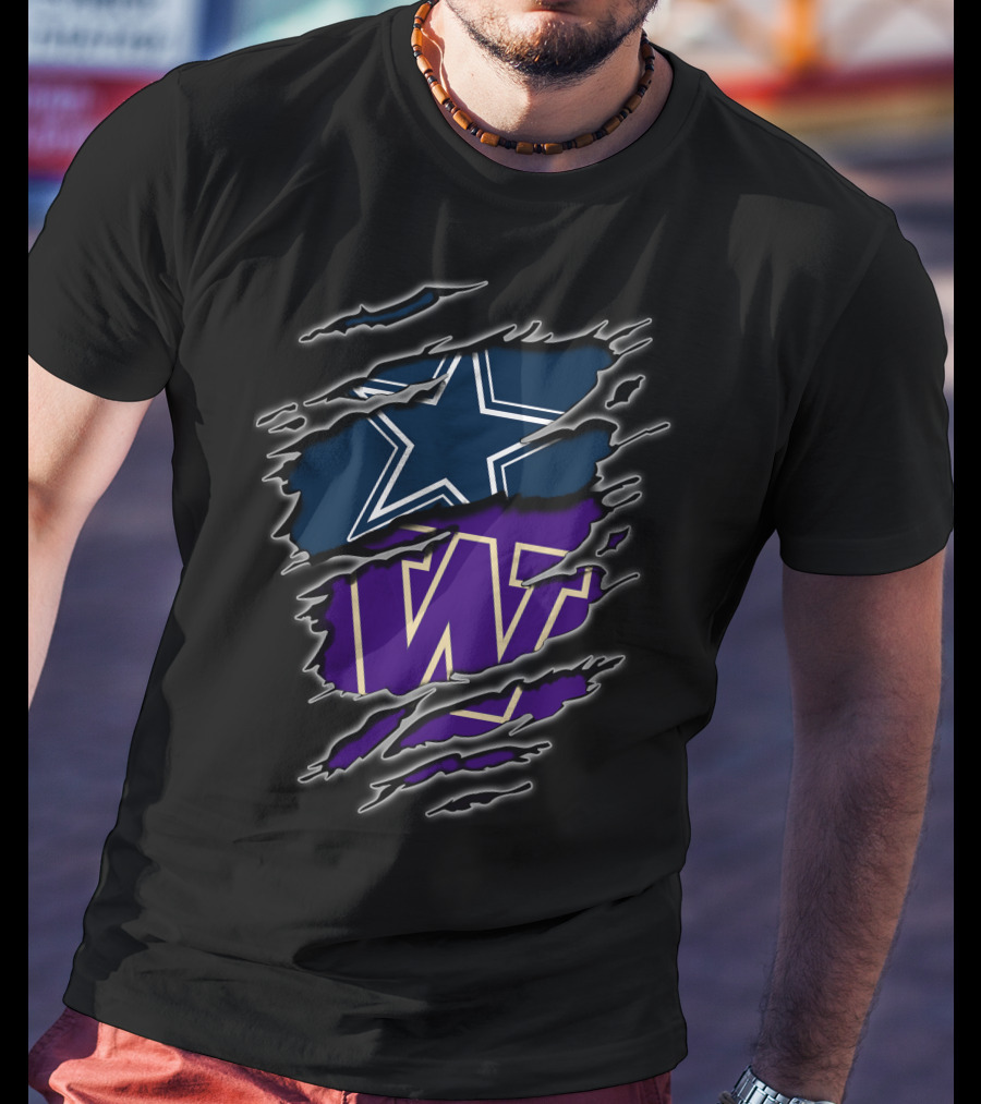 Dallas Cowboys Washington Huskies Logo Mashup T-Shirt
