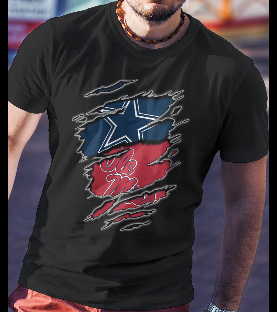 Dallas Cowboys Ole Miss Rebels Torn T-Shirt