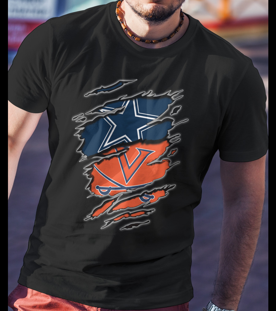 Dallas Cowboys Virginia Cavaliers Football Team Fusion T-Shirt