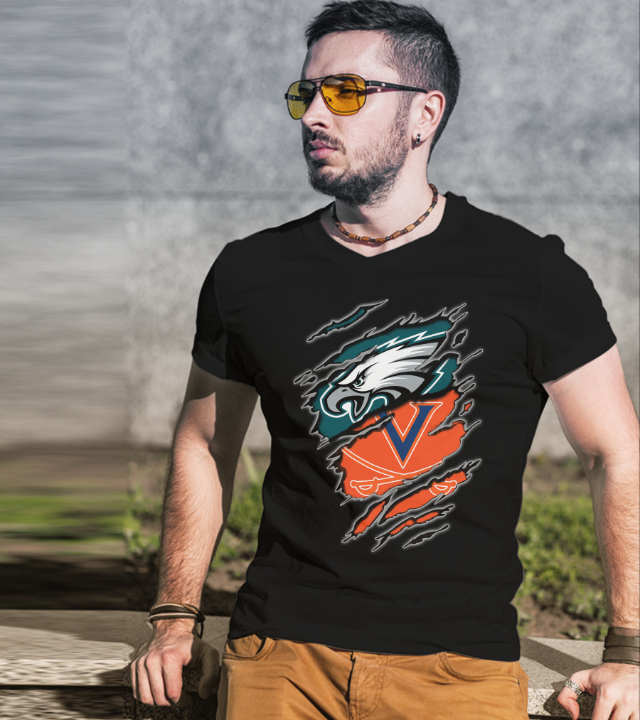 Eagles Virginia Cavaliers Clash Iconic Sports Fusion T-Shirt