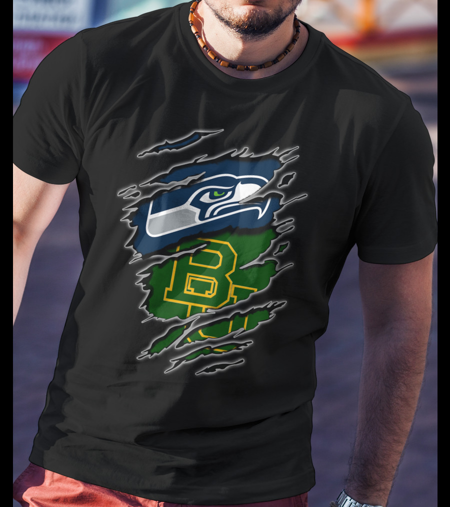 Seahawks Baylor Green And Blue Logo Fusion T-Shirt